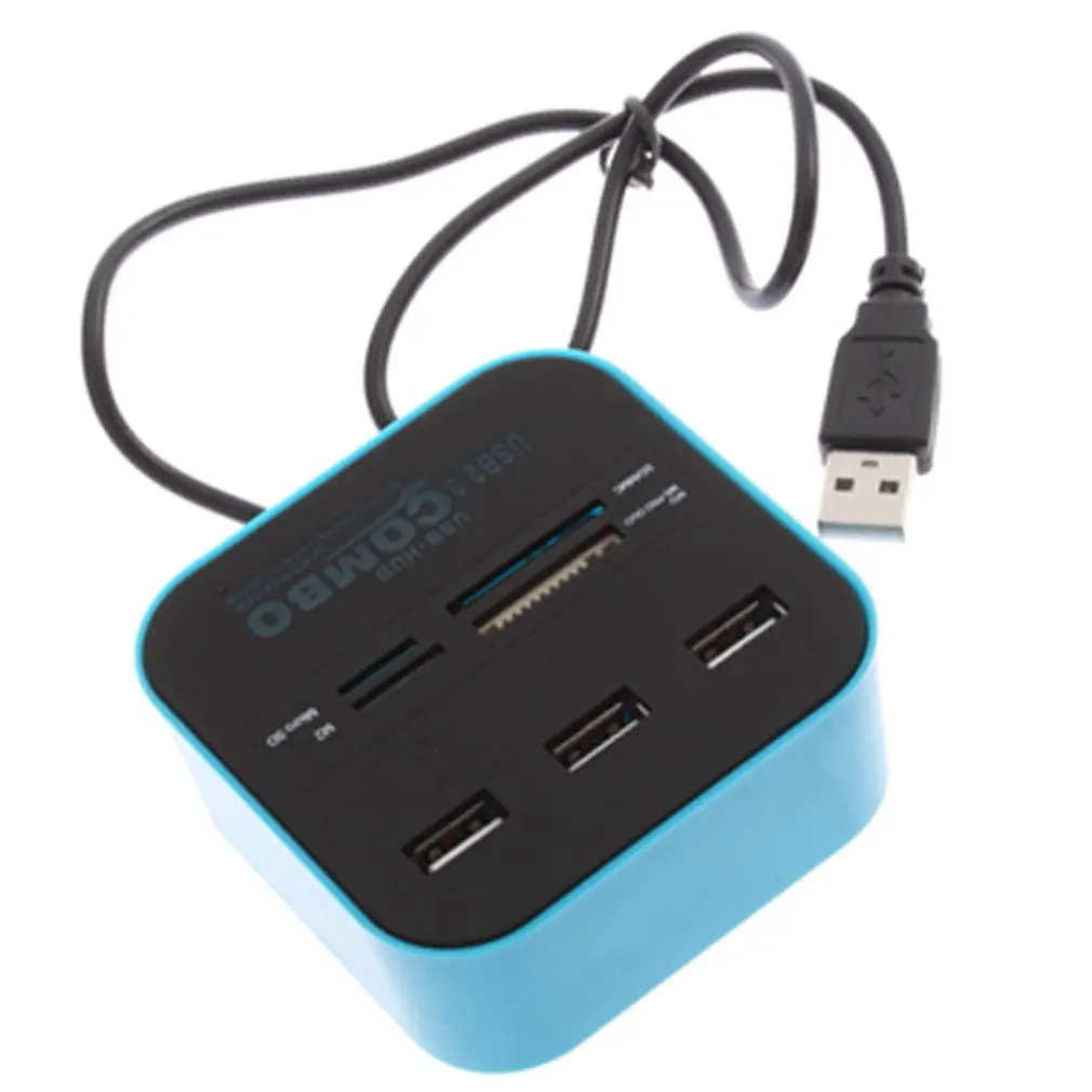 1 шт. USB 2,0 хаб комбинированный все в одном мультикардридер с 3 портами для MMC/M2/MS синий цвет C1