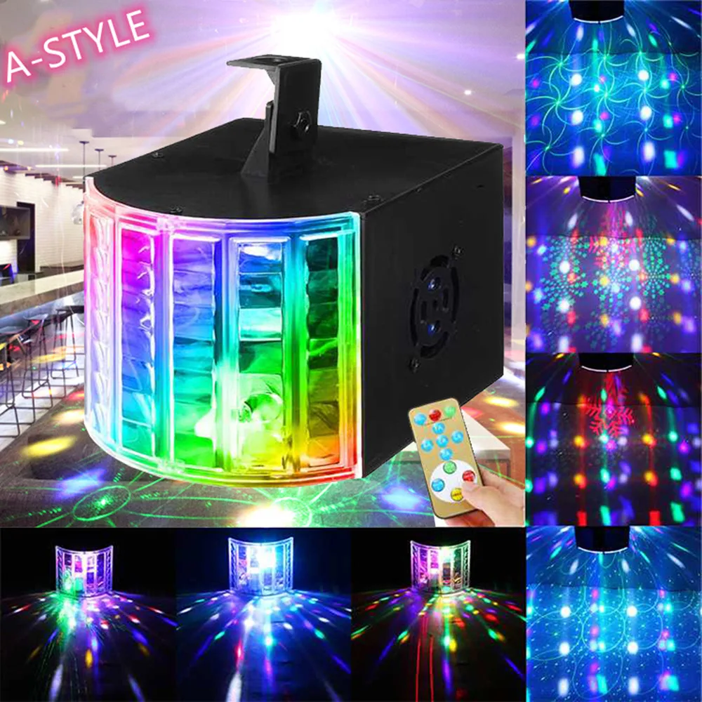 

New 18W LED Laser Disco Light DMX 512 DJ 6-Color Party Light Sound Control Moving Head Projector Strobe Christmas Stage Party KT