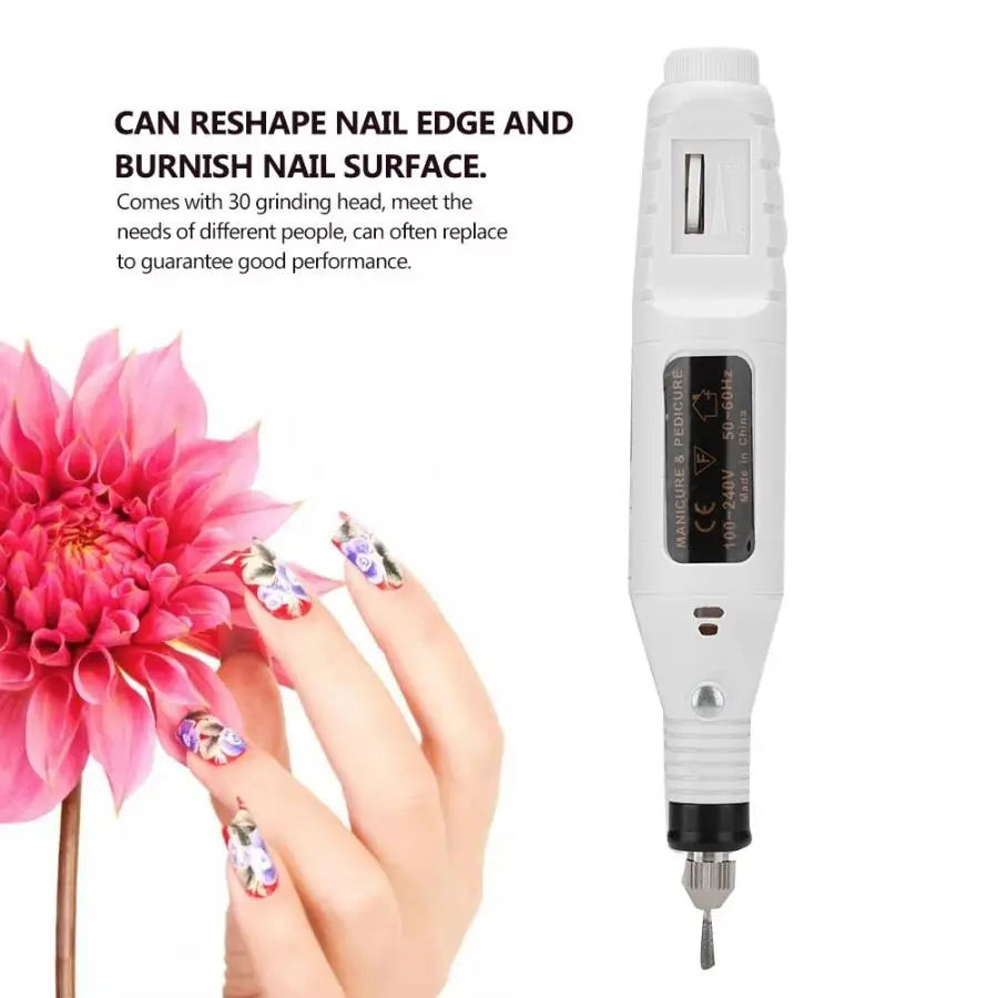 Electric Manicure Nail Toe Drilling Machine with Grinding Head Set EU Plug 100-240V Manicure Machine