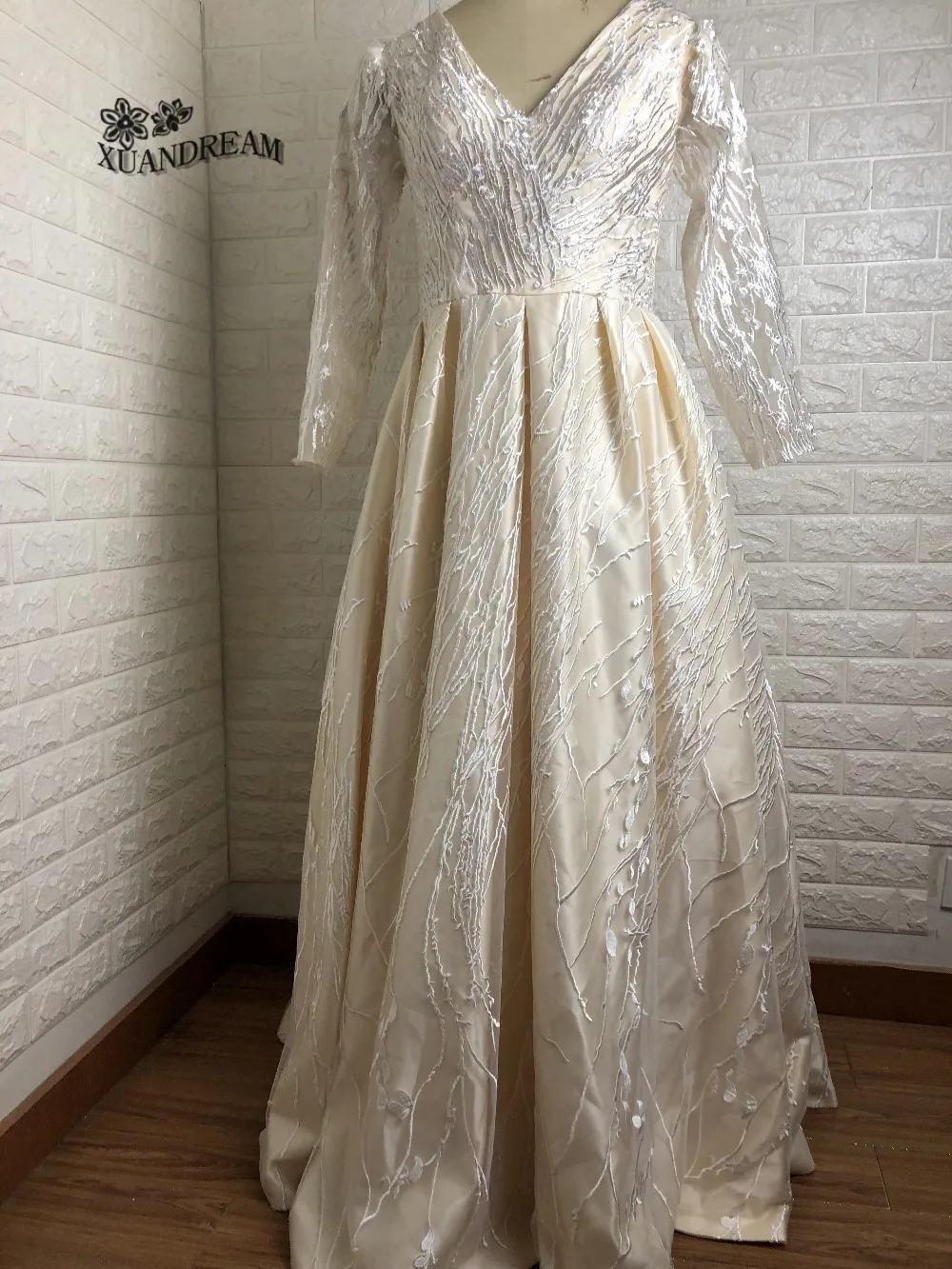 XUANDREAM, элегантное платье, vestido de BAILE curto, v-образный вырез, длинные рукава, официальное женское платье, вечерние платья для ужина, дешевые платья для выпускного вечера, XD-147