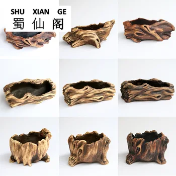 

Creative retro cement flower pot imitation tree root imitation wood succulent plant pot decoration succulent plant pot ceramic