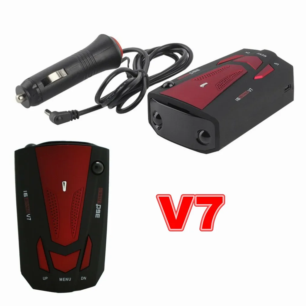 

Red Car Radar Detector English Russian Auto 360 Degree Vehicle V7 Speed Voice Alert Alarm Warning 16 Band LED Display