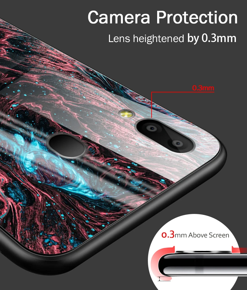 Закаленное Стекло чехол для samsung Galaxy A10 A20 A30 A40 A50 A6S A70 A8S A80 A90 задняя крышка J4Plus M10 M20 M30 Note9 модные Coque