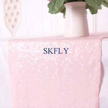 

RU009P New wedding gorgeous tiny pink sequins table runner