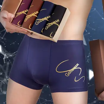 

4 pcs men's underwear boxershorts, men's boxer briefs, bamboo fiber mesh briefs, loose design 2020 1