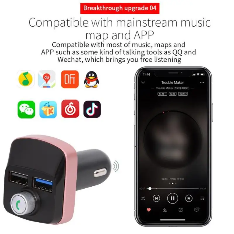 FM12 передатчик громкой связи CVC технология подавления шума ветра Bluetooth 3,0 женский розовый EDR 2,4 ГГц мини USB порт автомобиля Charg