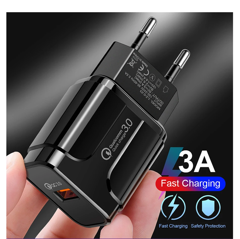 Быстрая зарядка 3,0 USB зарядное устройство 18 Вт QC 3,0 быстрое зарядное устройство EU US Plug адаптер настенное зарядное устройство для мобильного телефона samsung Xiaomi huawei