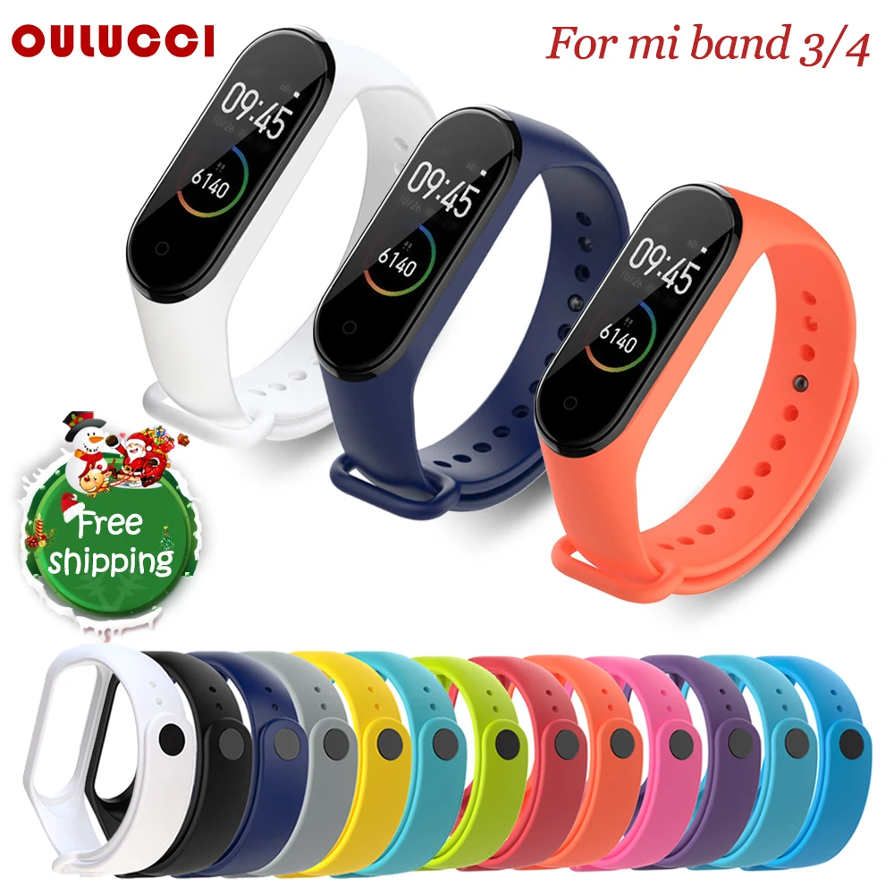 Ремешок Oulucci силиконовый для Xiaomi Mi Band 3 4 сменный спортивный браслет мужских и