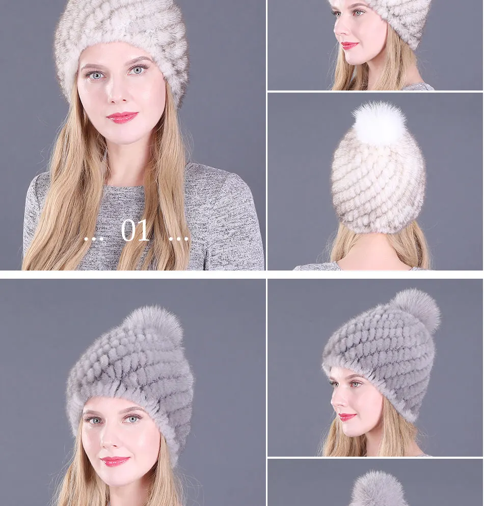 Норковая меховая шапка, женская зимняя вязаная меховая шапка, русская Женская Роскошная брендовая шапка из натурального меха, зимняя шапка для женщин
