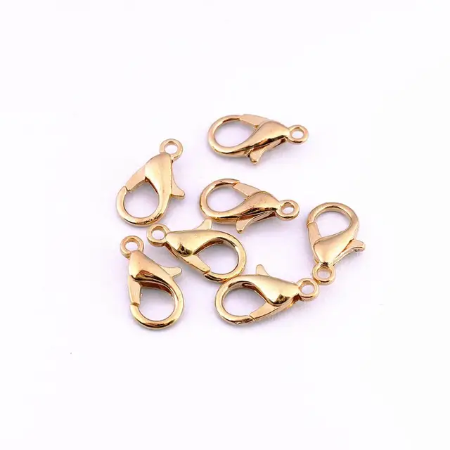 10/12/14/16/18/21mm Silver Gun Black Metal Lobster Clasps Hooks Bracelet End Connectors For Jewelry Making DIY Necklace Buckle KC Gold