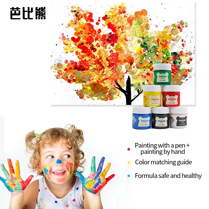 

Barbie Bear Finger Pigment 35ML Children Educational Toy Finger Painting Tool Kit 6 Colors Painting Pigment Kids Art DIY Toys