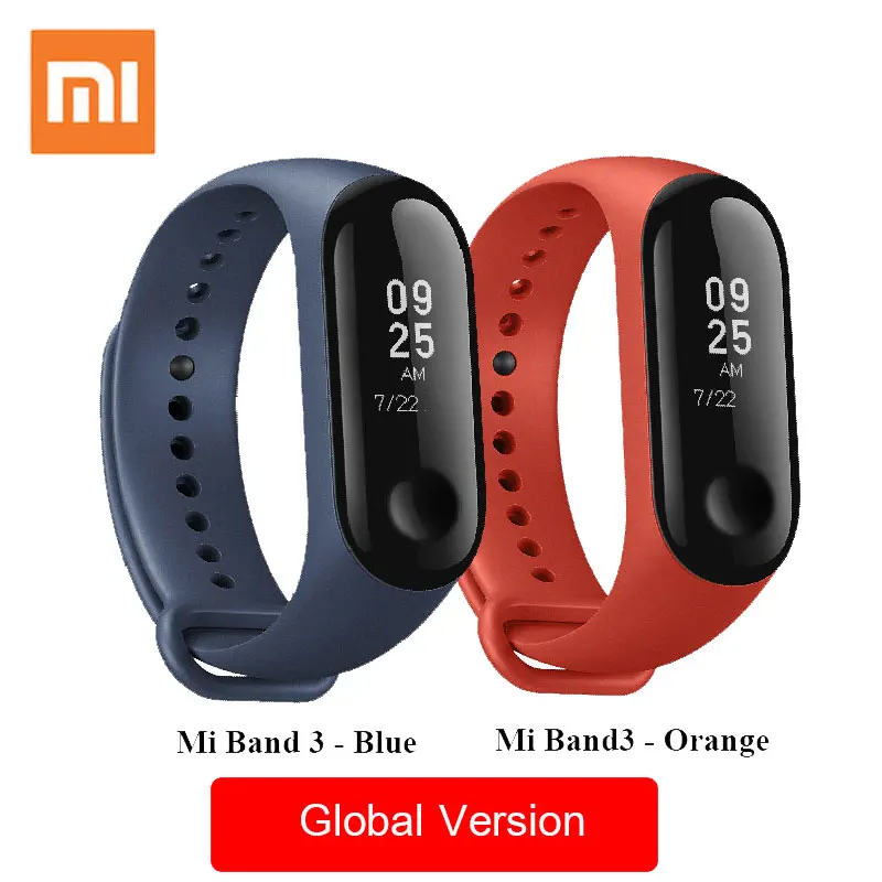 XIAO MI Band 3 Смарт Wriste Mi Band 3 с Orang черный синий пульсометр водонепроницаемый Сенсорный Экран фитнес-трекер Браслет