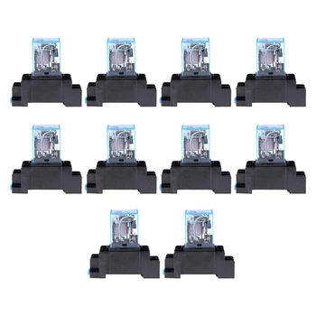 

DC 12V 10PCS Coil Power Relay LY2NJ DPDT 8 Pin PTF08A JQX-13F Socket Base Electronic Mini Electronetic Module Switch