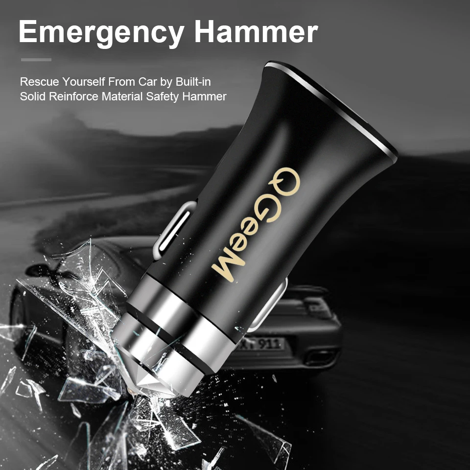 QGEEM QC 3 0 USB Автомобильное зарядное устройство молоток для быстрой зарядки