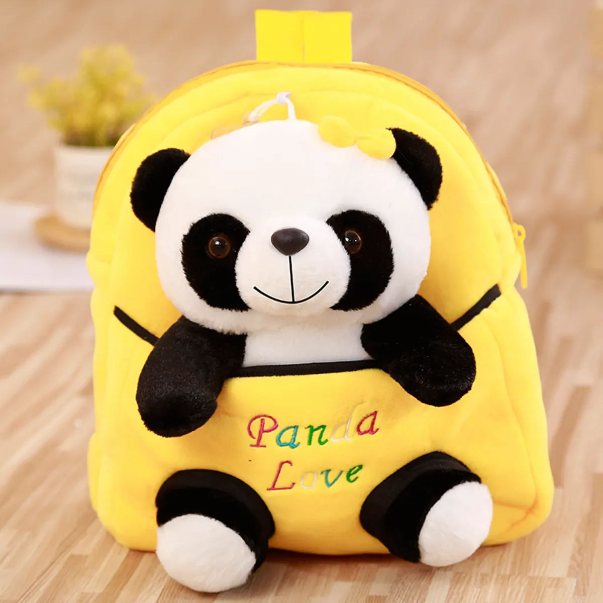 1 шт. Детский Рюкзак Kawaii Panda, сумки, маленькие плюшевые игрушки для детей, студентов, для девочки, мальчика, ребёнка, мягкая плюшевая кукла, подарок на день рождения - Цвет: yellow