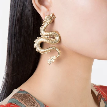 

Punk Dragon Design Stud Earrings For Women 2020 Vintage Fiery Dragon Earrings Femme Bijoux