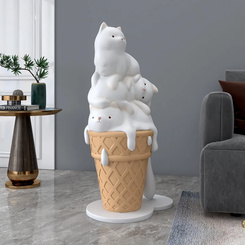 Creative Ice Cream Cat Resin Art Statue Figurine Modern Living Room Large  Decorative Sculpture Nordicstyle Homedecor Accessories - Figurines &  Miniatures - AliExpress