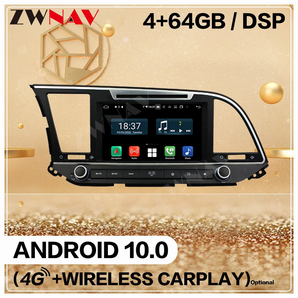 128GB Carplay 2 Din For Hyundai Elantra 2015 2016 2017 2018 Android Multimedia Player Audio Radio GPS Navi Head Unit Auto Stereo