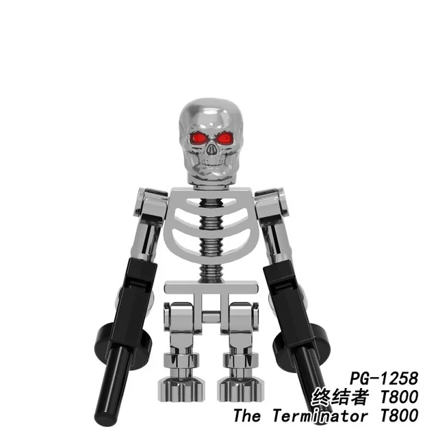50 шт. строительные блоки T800 Золотая серия Супер Герои хромированный Серебряный Серфер Терминатор подарки для детей игрушки PG1257 PG1258