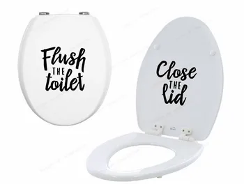 

Flush the toilet Close the lid decal toilet seat cover sticker Bathroom toilet decor HJ1216