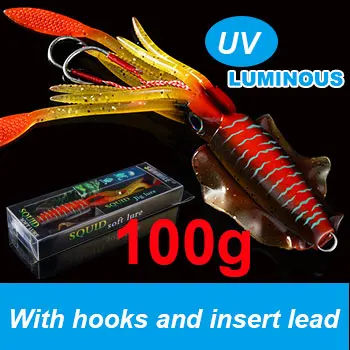 20cm100g SUNMILE Рыбалка мягкие приманки 20 г/60 г/80 г/100 г/120 г/150 г 15cmm/20 см Световой/УФ-приманок рыболовных приманок для рыбалки в море воблер - Цвет: 20cm100g