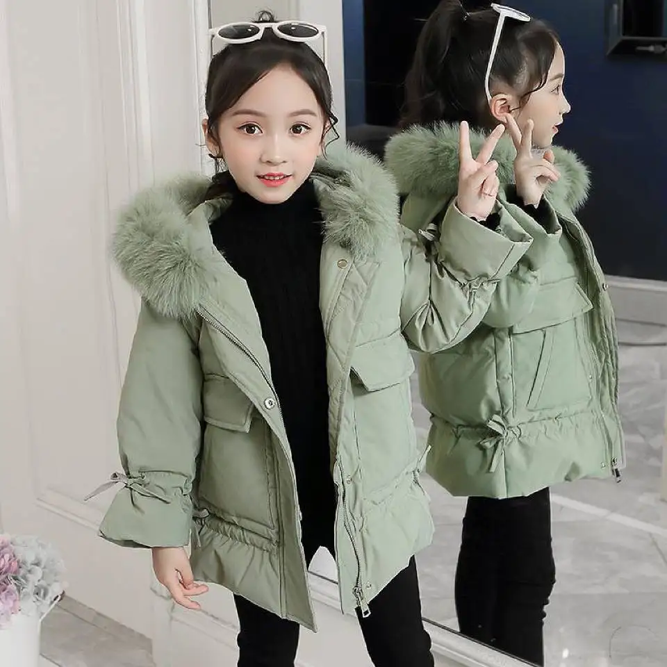  Two Colors Kids Baby Girls Winter Warm Cotton Parkas Hoodies Outwear Zipper Girls Jackets Coat For 