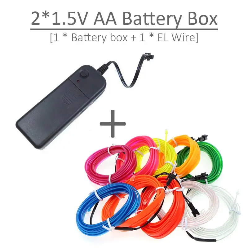 Battery Box Style 1-5 м Гибкий EL провод неоновый свет Декорации для вечеринки свет 6 мм швейный край светодиодный водонепроницаемый EL проволочные лампы с водителем DC12V - Испускаемый цвет: Battery Box Style