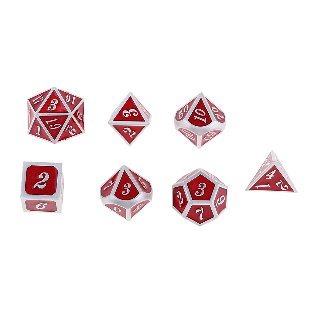 Красный D4 D6 D8 D10 D12 D20 цинковый сплав многогранные кости для настольной игры - Цвет: Красный