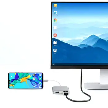

Grey USB Type C to Dual HDMI Adapter Hub Converter for Windows OS X Linux for Android System D08A