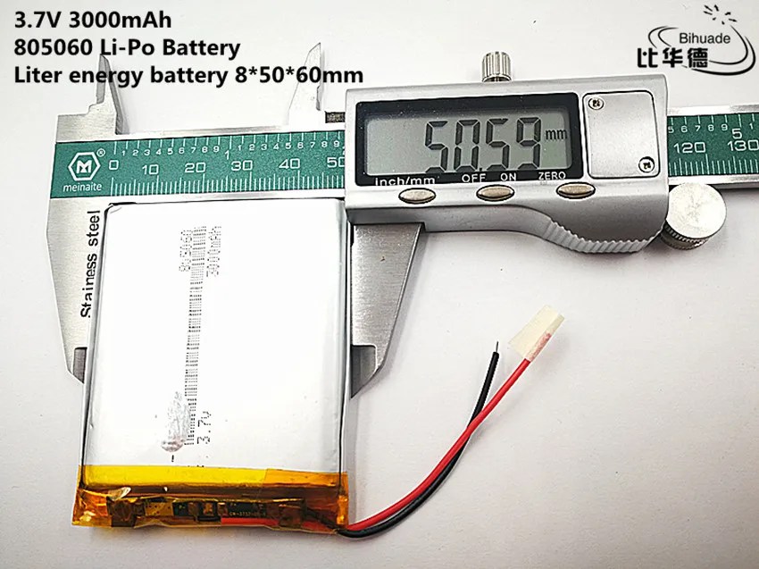 Хорошего качества 3,7 в, 3000 мАч, 805060 полимерный литий-ионный/литий-ионный аккумулятор для игрушек, банка питания, gps, mp3, mp4