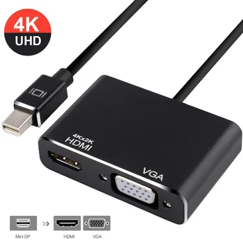 

2 in 1 Mini DisplayPort to HDMI VGA Adapter Converter Connector 4Kx2K DP Cable
