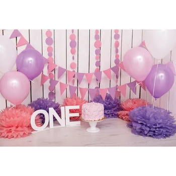 

Yeele Birthday Cake One ballon Photozone Baby Party Banner Backdrops Photography Background Photographic For Fondos Fotograficos