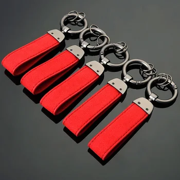 

Car Emblem Badges Metal suede Keychain For Audi Mercedes benz sline amg business Car key ring Holder Auto Accessories