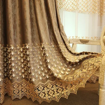 

Custom Northern Europe Flannel Embossed Embroidered Blackout Curtains Tulle for Living Room Dining Bedroom Luxury Curtains