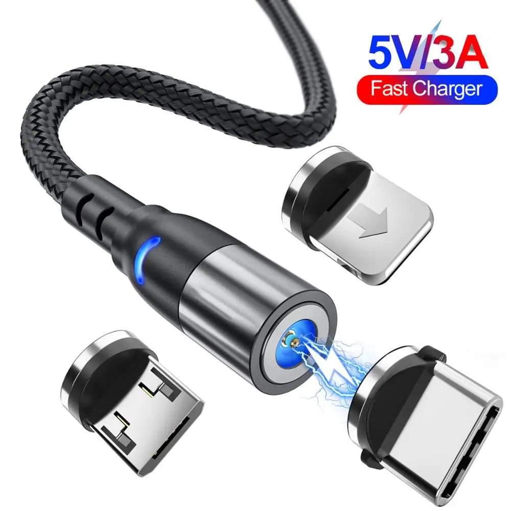 Магнитный кабель Micro USB Type-C для быстрой зарядки 2 м магнитное зарядное устройство