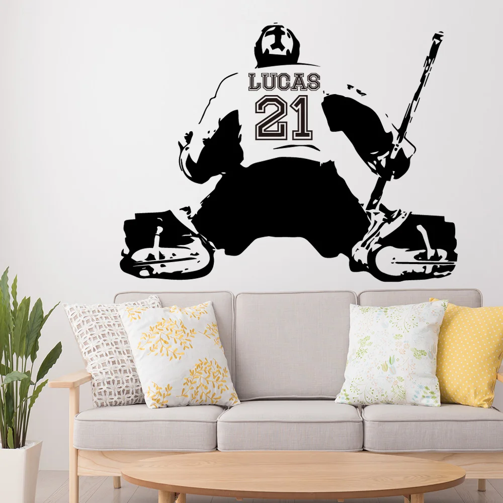 Personalized Custom Name Sports Wall Sticker Football Basketball Hockey Player Home Decor For Living Room Art Decal Wallsticker
