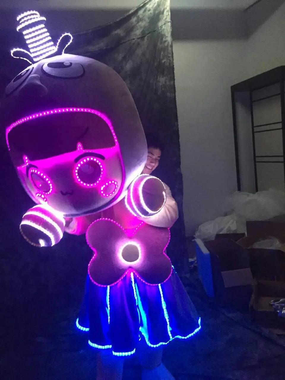 Lumious doll классный милый светодиодный Сияющий костюм маленькая девушка-талисман Хэллоуин косплей вечерние мероприятия Рождество взрослый размер