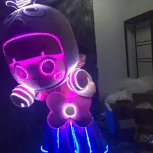 Lumious doll классный милый светодиодный Сияющий костюм маленькая девушка-талисман Хэллоуин косплей вечерние мероприятия Рождество взрослый размер