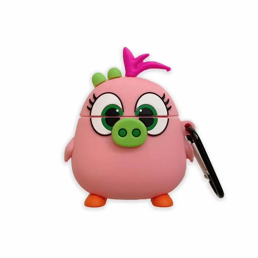3D мультфильм анти-осенний Angry bird свинья и птица силиконовый наушник чехол для Apple AirPods 1/2 беспроводной bluetooth чехол для гарнитуры - Цвет: Розовый