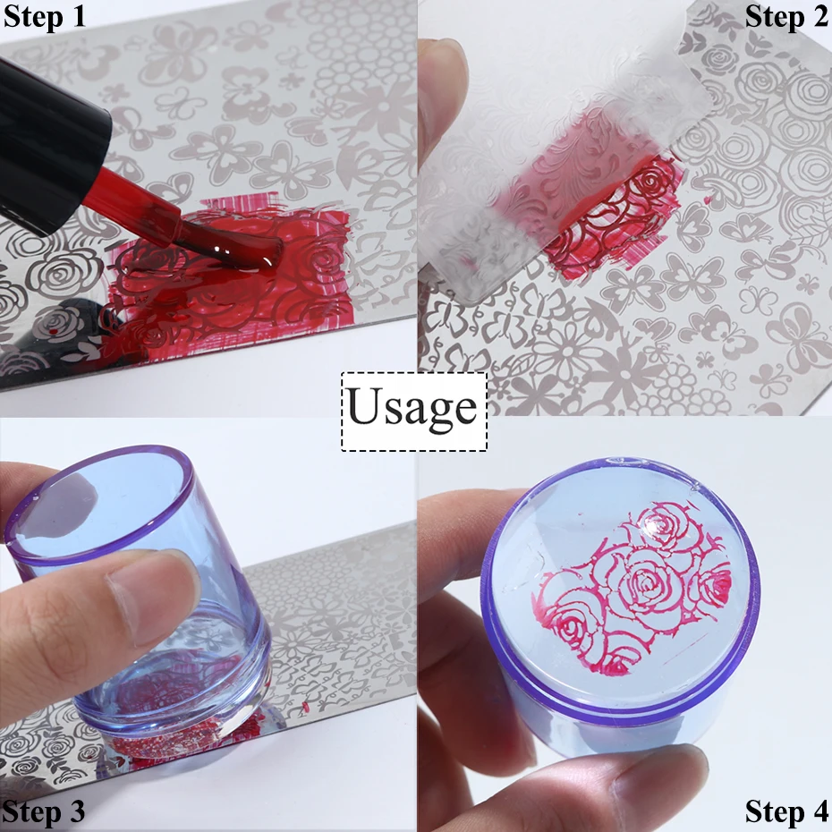 STZ 1 Набор желейных силиконовых шаблонов для нейл-арта штамп с колпачком скребок для дизайна ногтей штамповка лака инструменты для рисования Маникюр#1031