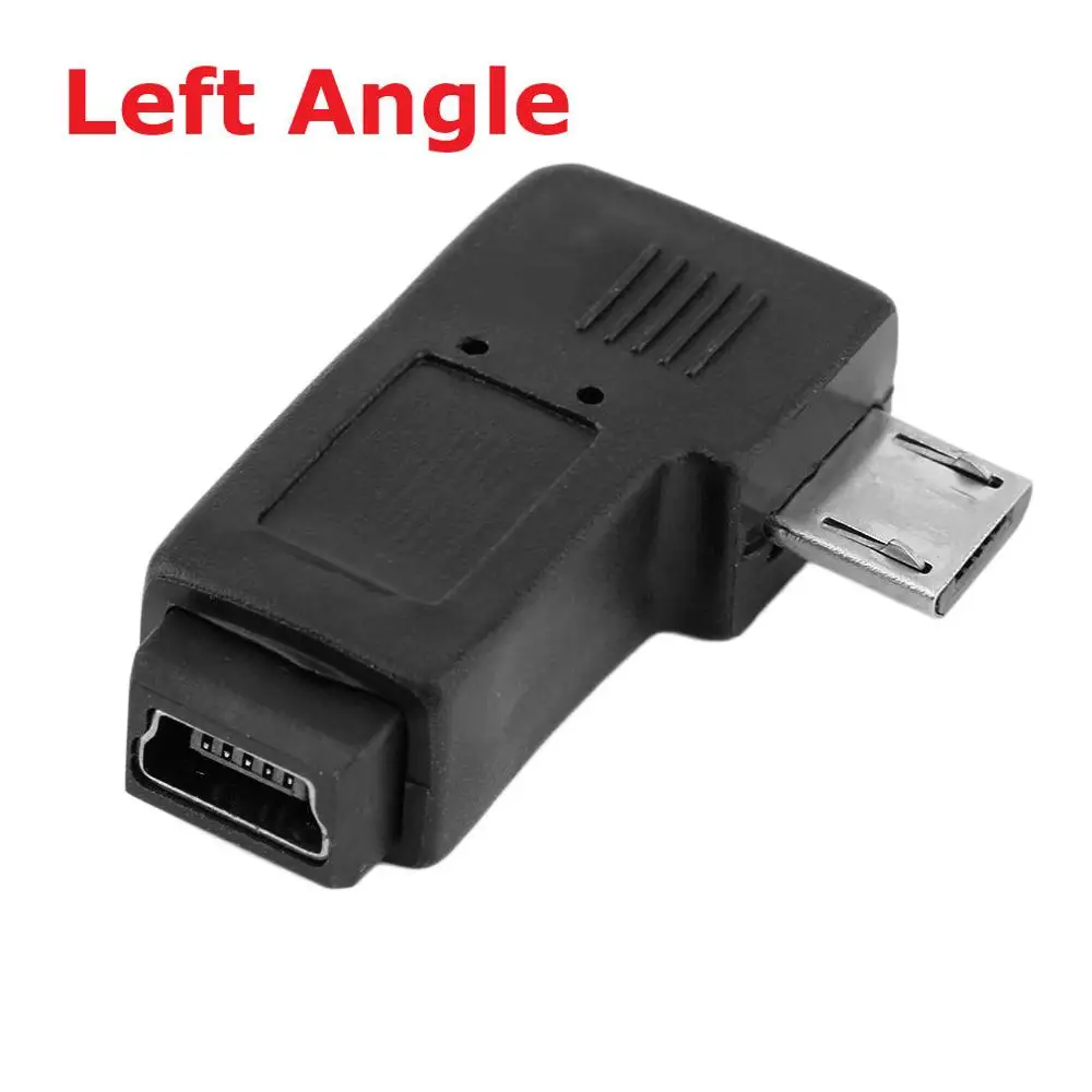 Left Angled Черный 3*1,5*0,8 см Профессиональный левый/правый угловой USB Mini 5 Pin Female to Micro 5 Pin Male 90 градусов угловой переходник преобразователь - Цвет: Left Angled