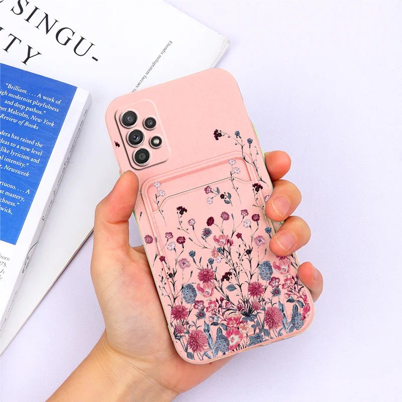For Samsung A52 Case Soft TPU Silicone Wallet Card Holder Back Cover For Samsung Galaxy A 52 a52 4G 5G Flower Shell Fundas Couqe silicone case samsung Cases For Samsung