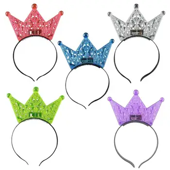 

5 Pcs Glow In The Dark Headband Luminious Light Up Crown Headband for Girls Boys