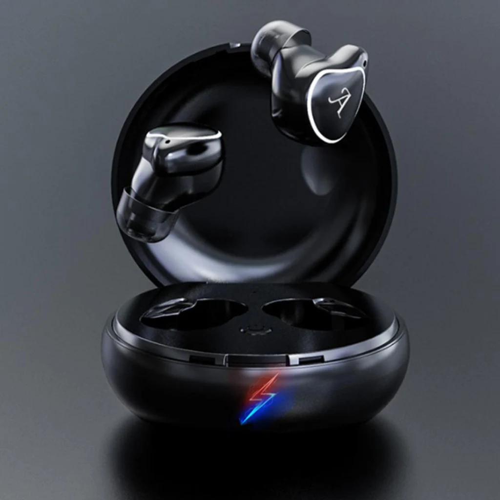 Bluetooth 5.0 TWS Wireless Headset Hands-free Calling Stereo Binaural Calling Magnetic Charging Touch Control Earphone Headphone - Color: Black