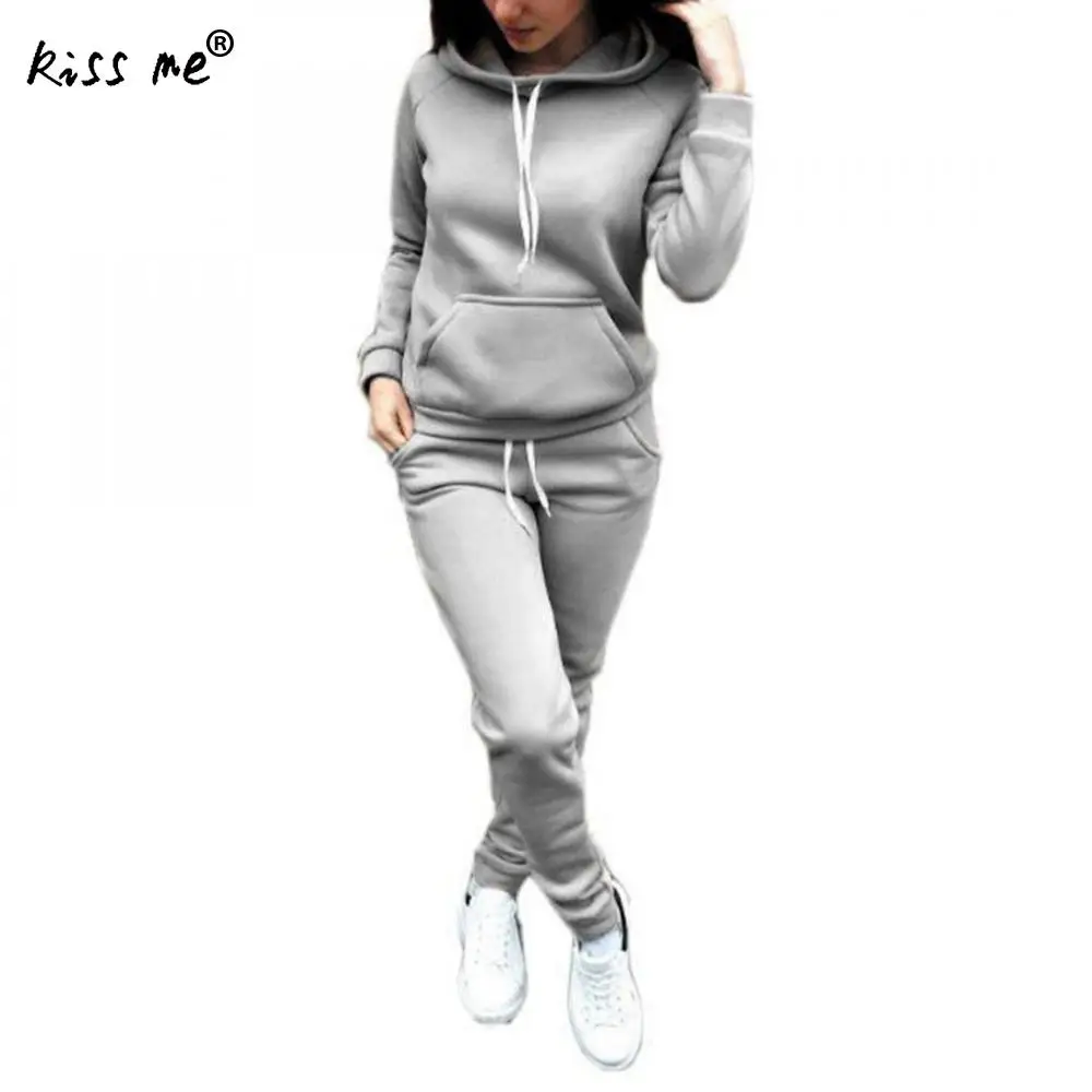light grey Однотонный комплект из двух предметов; хлопковый спортивный комплект для бега; штаны; свитера с капюшоном; леггинсы для тренажерного зала; спортивная одежда; Спортивный костюм для фитнеса и бега - Цвет: light grey