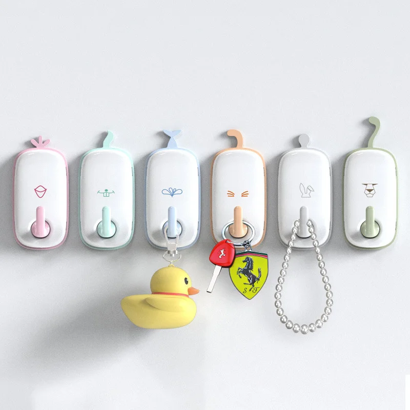 

6pcs/set Hook Home Cartoon Animal Tail Hook Sucker Hook Key Holder Wall Multifunction Strong No Trace Hook Home Decoration Hooks