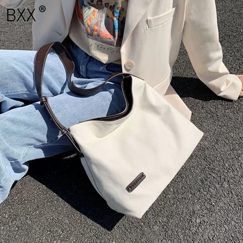 

[BXX] Casual Canvas High Capacity Crossbody Bags For Women 2020 Spring Shoulder Handbags Female Bag Travel Purses Totes HM103