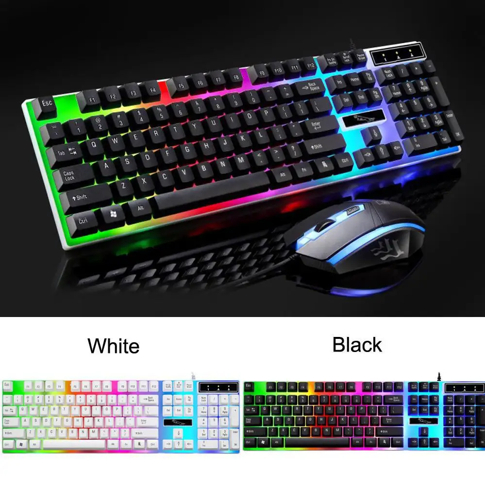 buy G21 Keyboard Mouse Set Colorful Backlit Standard Keyboard 104 Keys Wired USB Ergonomic Gaming Keyboards And Mouse D25