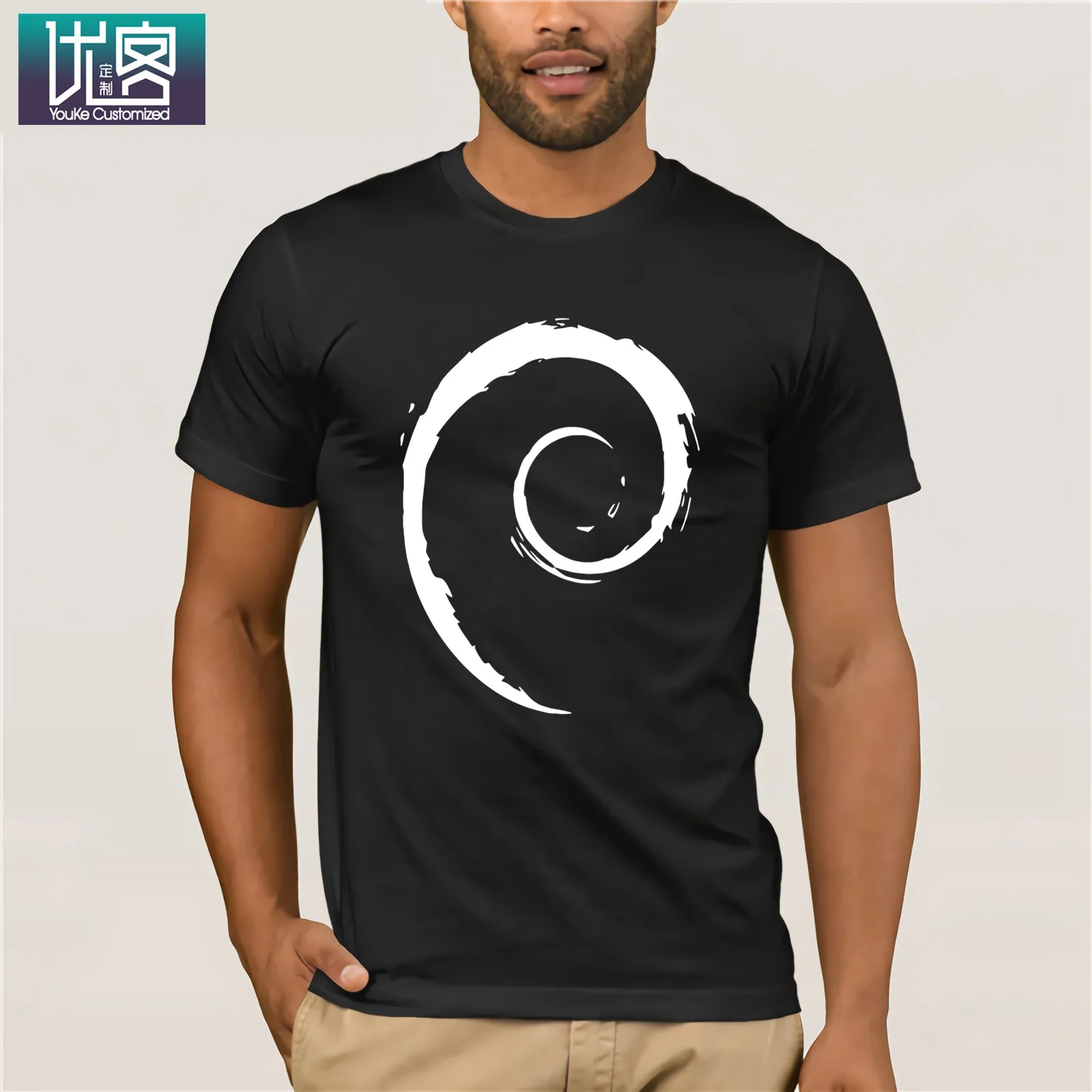 Debian белая футболка с принтом для мужчин 2017 забавная хлопковая Футболка Большой