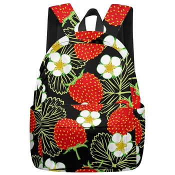 

Strawberry Flower Backpack College Students Laptop Backpack Book Bag Casual School Bag